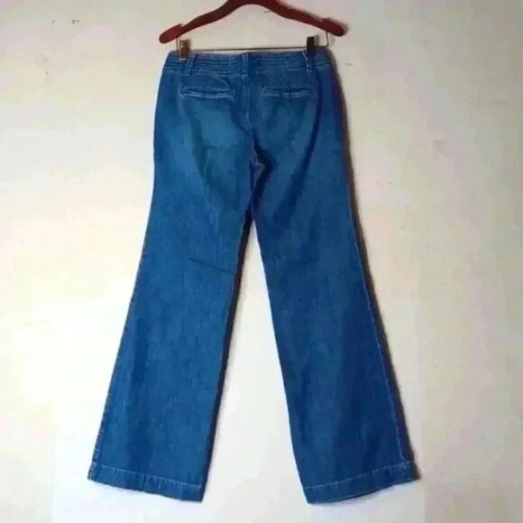 LOFT 100%Cotton Medium Indigo Flare Wide Leg Jeans - Picture 2 of 12
